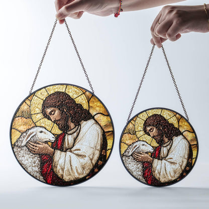 Jesus Leaves the 99 Stained Glass SunCatcher Christian Art Window Decor Art