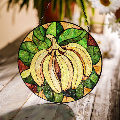 Banana Stained Glass Sun Catcher - Fruit Window Decoration for Home