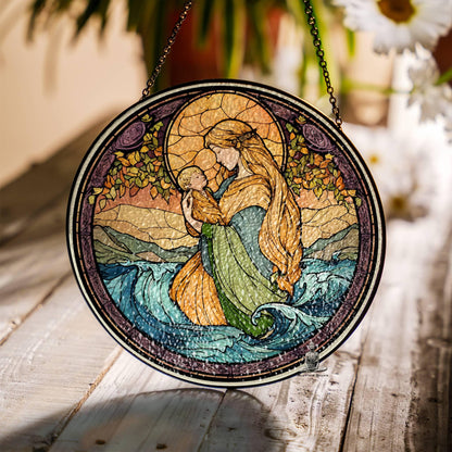Danu Goddess Stained Glass SunCatcher - Celtic Goddess Window Hanging Decor