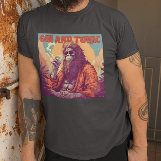 Bigfoot Gin and Tonic Shirt, Bigfoot Cocktail Shirts Gin and Tonic Sasquatch