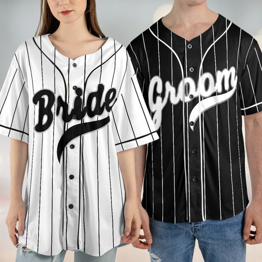 Bride and Groom Matching Baseball Jersey, Personalized Wedding Shirts