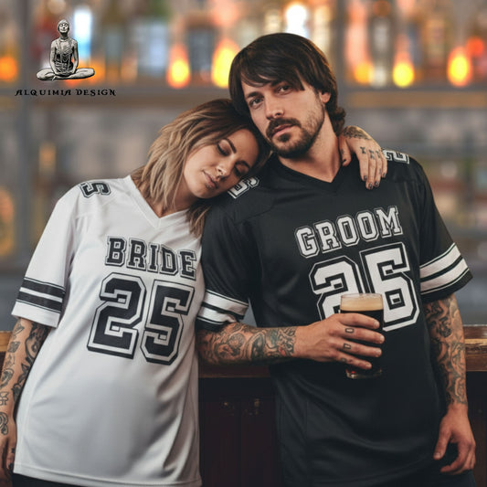 Bride and Groom Matching Football Jersey, Personalized Name and Number