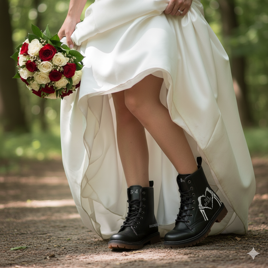 Till Death Custom Bride and Groom Boots, Wedding Boots