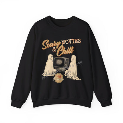 Vintage Halloween Sweatshirt - Scary Movies  Chill Ghost Sweater
