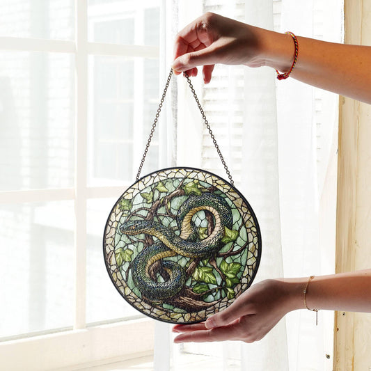 Snake Stained Glass Sun Catcher - Chinese Zodiac Home Decor Gift