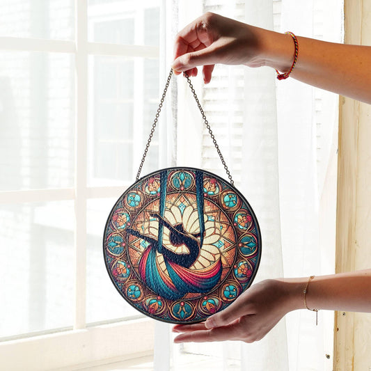 Aerialist Stained Glass Sun Catcher - Aerial Dancer Window Hanging Decor