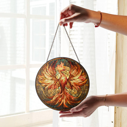 Phoenix Stained Glass SunCatcher Phoenix Bird Window Hanging New Home Decor