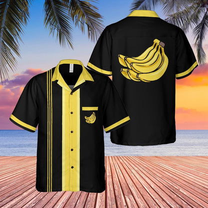 Banana Button Down Shirt with Pocket, Banana Shirt Short-sleeve Hawaiian Shirt Banana Bowling Shirt Rockabilly