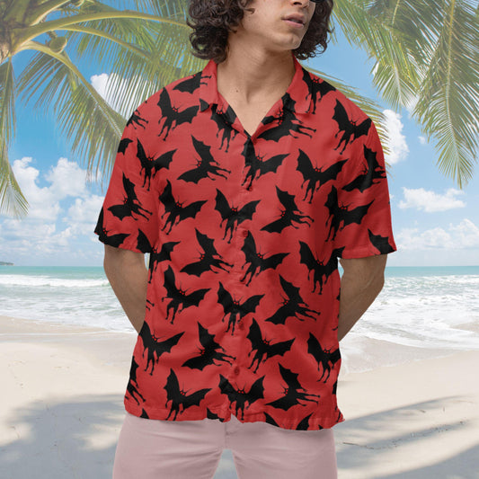 Mothman Hawaiian Shirt, Moth man Cryptid Shirt, Mothman West Virginia Cryptozoology Button Down Cryptid Shirt