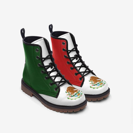 Mexico Flag Boots Vegan Leather Combat Boots