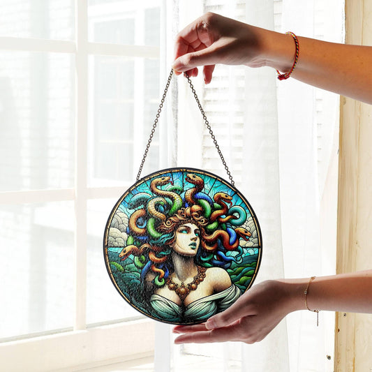 Medusa Stained Glass SunCatcher Greek Mythology Medusa Window Home Decor Art