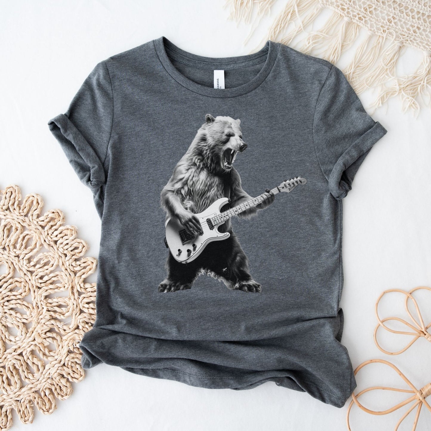 Bear Playing Bass Guitar Shirt - Music Tee for Bass Players