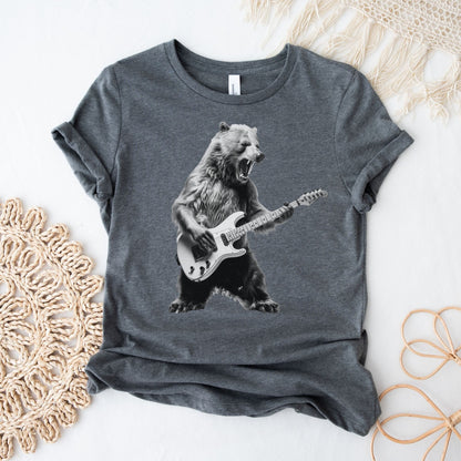 Bear Playing Bass Guitar Shirt - Music Tee for Bass Players