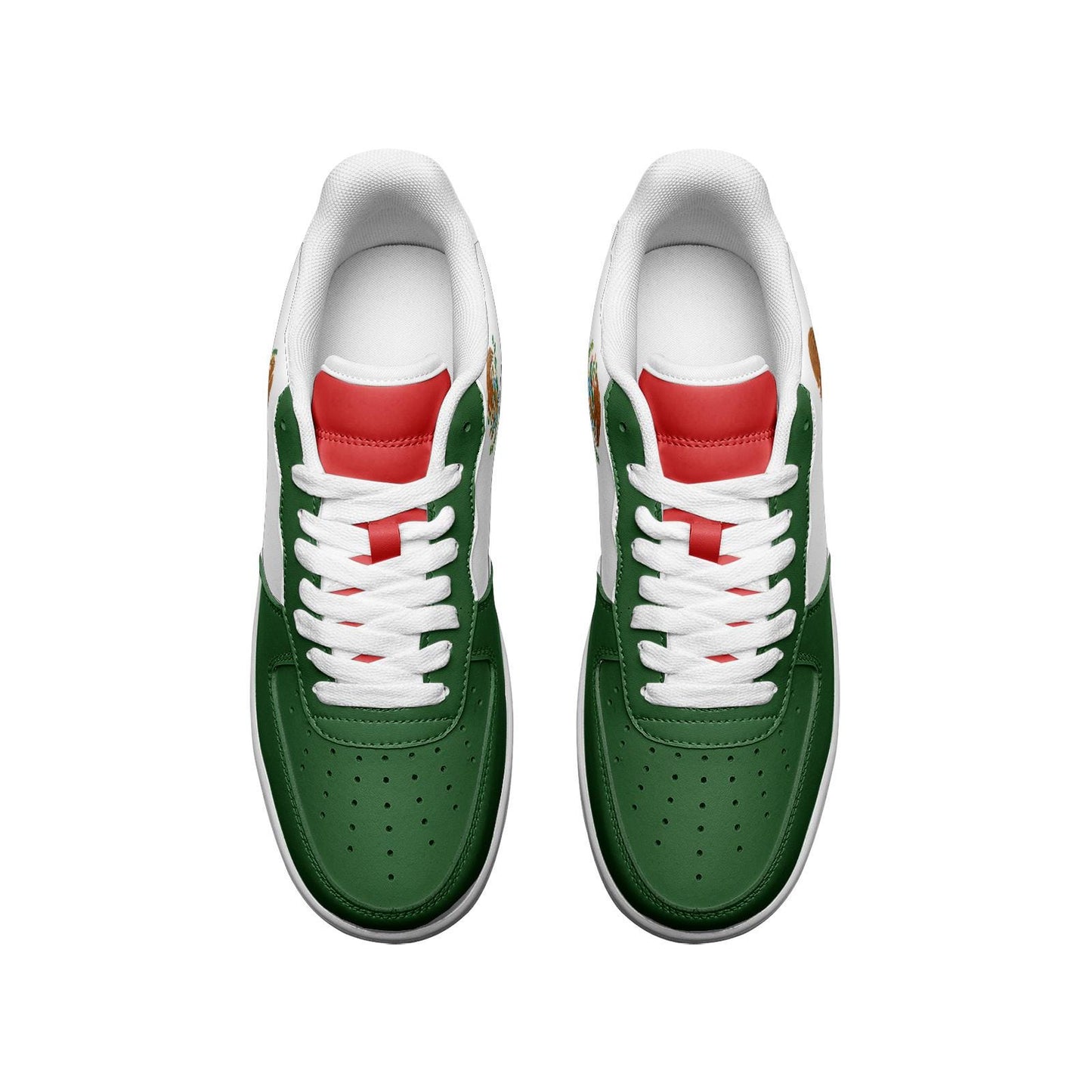 Mexico Flag Sneakers Mexico Colors Unisex Low Top Vegan Leather Sneakers