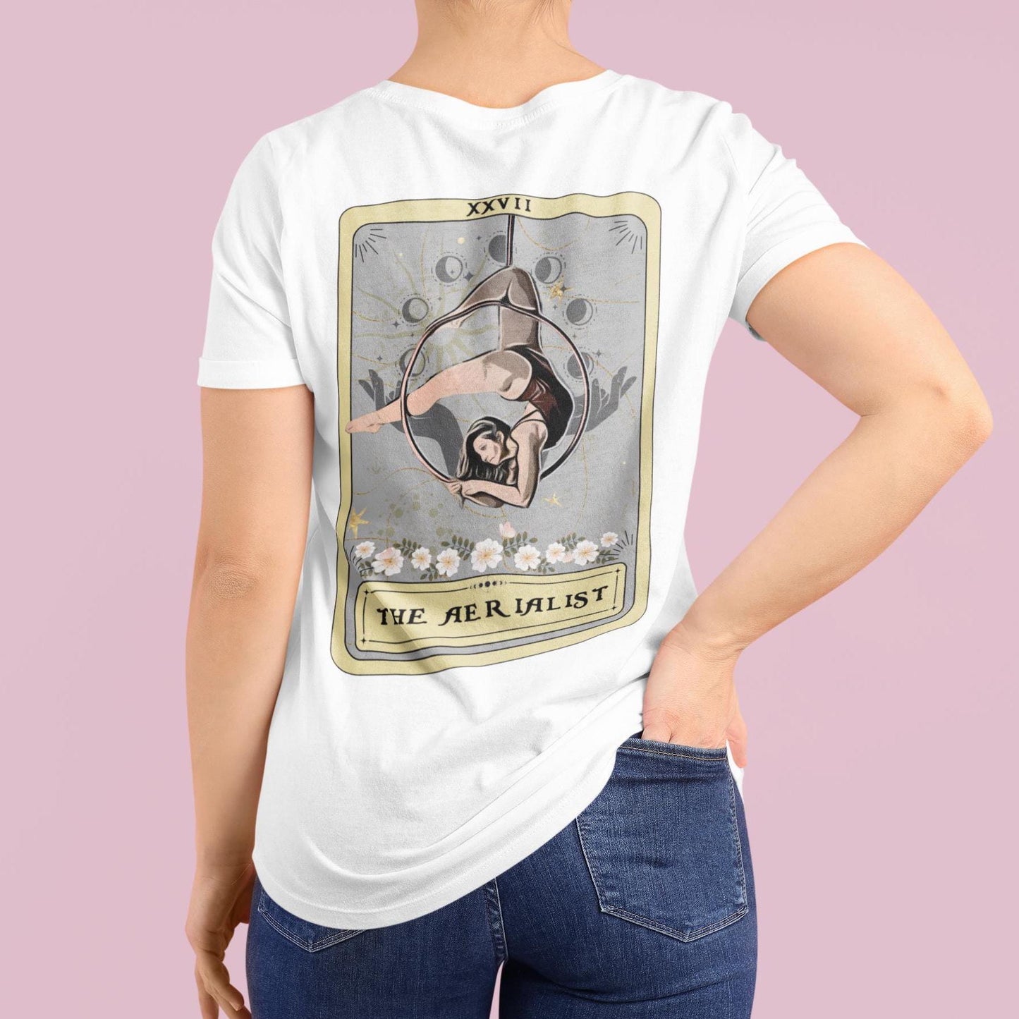 Aerialist Tarot Card T-Shirt - Aerial Hoop Dancer Gift with Back Print
