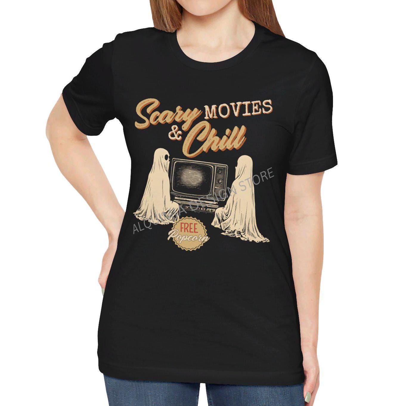 Scary Movies & Chill Shirt, Halloween Shirt, Trendy Vintage Inspired Tee