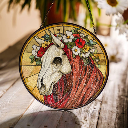 Mari Lwyd Suncatcher Faux Stained Glass Christmas Mari Lwyd Window Hanging