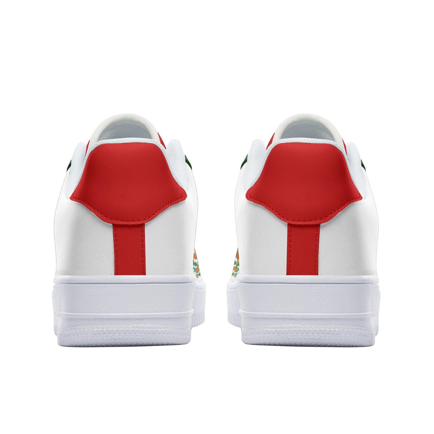 Mexico Flag Sneakers Mexico Colors Unisex Low Top Vegan Leather Sneakers