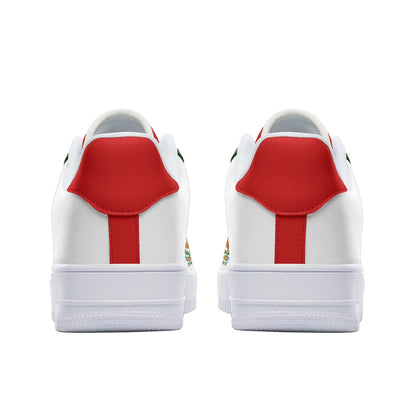 Mexico Flag Sneakers Mexico Colors Unisex Low Top Vegan Leather Sneakers