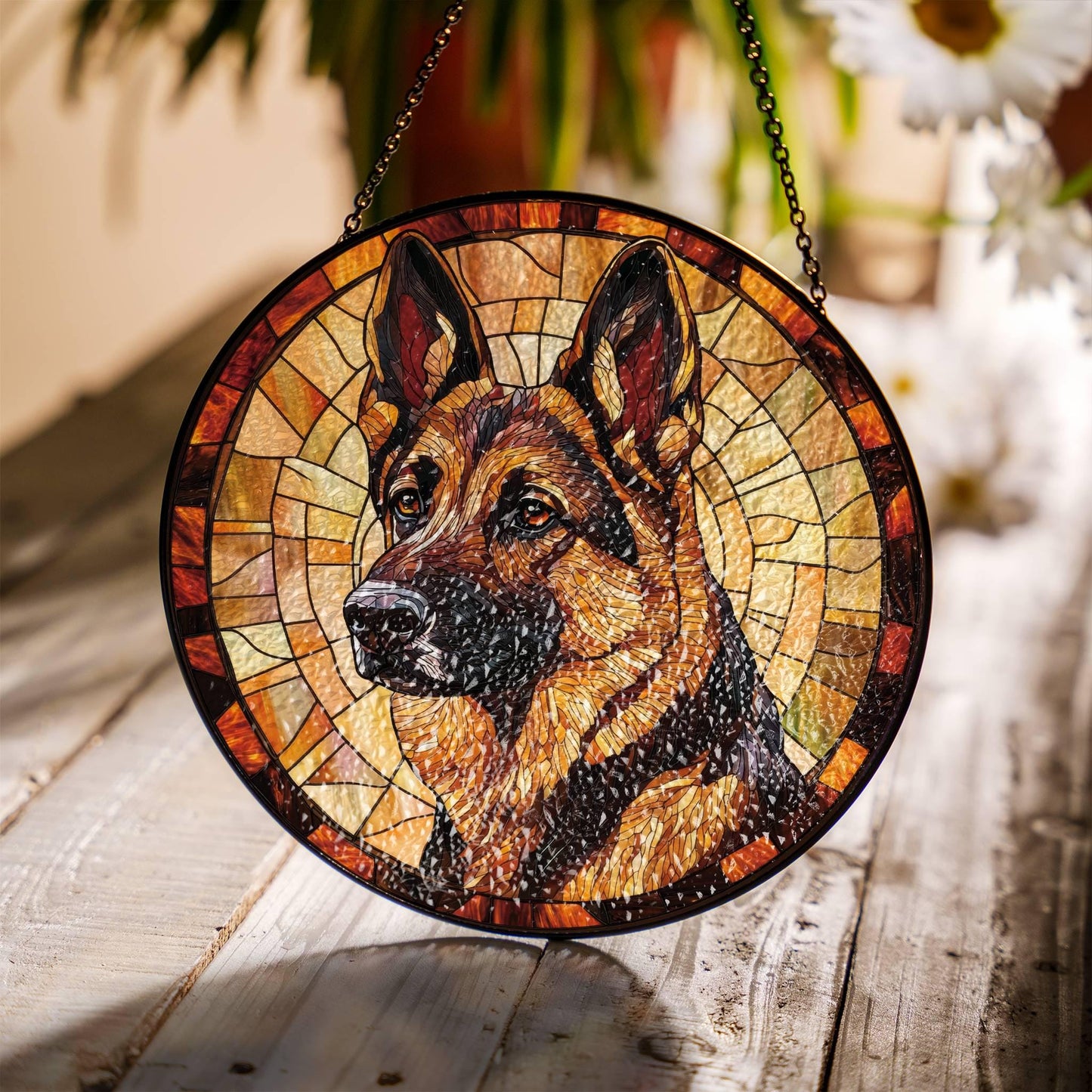 German Shepherd Stained Glass SunCatcher German Shepherd Window Hanging