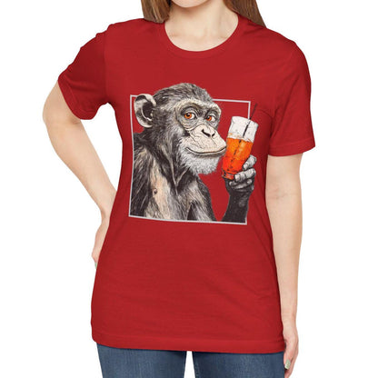 Monkey Drinking Cocktail Shirt Aperol Spritz T- Shirt, Monkey Aperol Spritz Tee