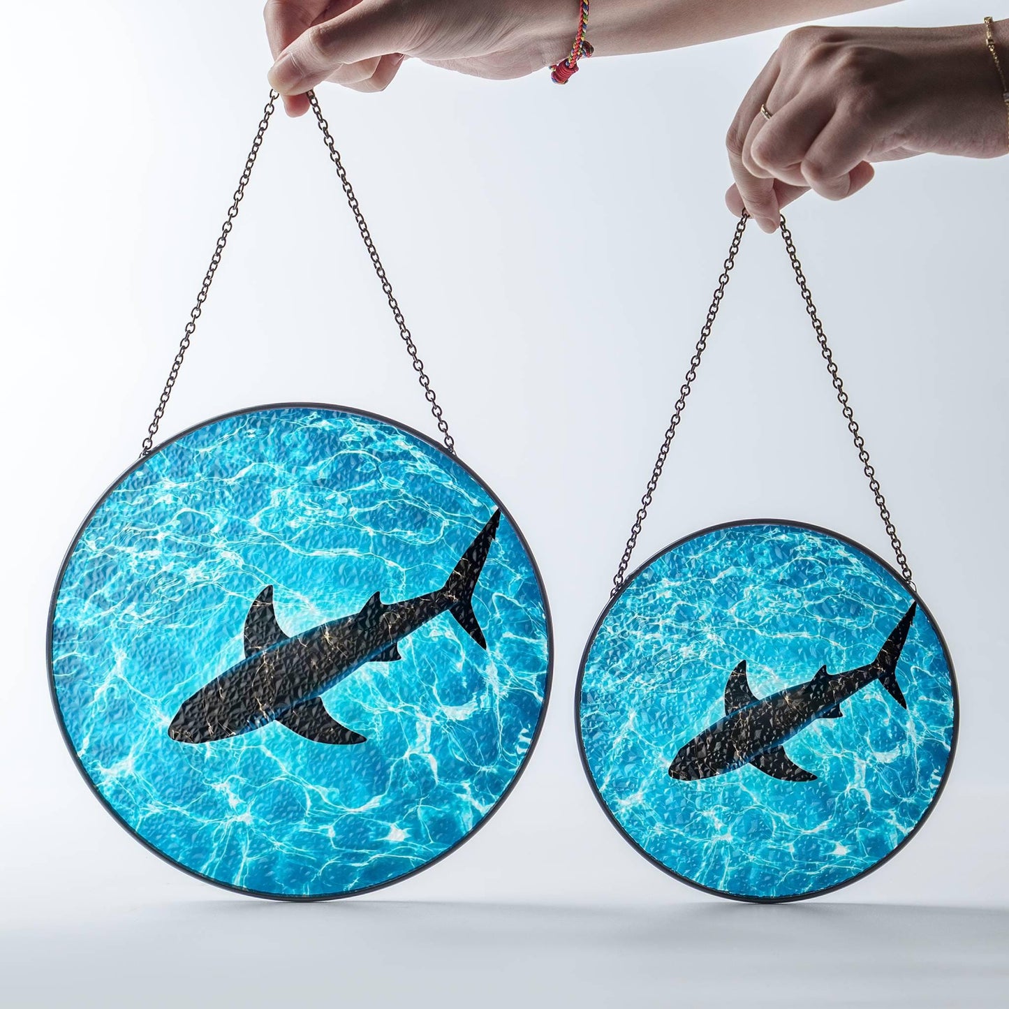 Shark Stained Glass SunCatcher Ocean Art Light Catcher Window Hanging Decor Art