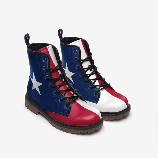 Texas Flag Boots Vegan Leather Combat Boots Texas State Flag Shoes