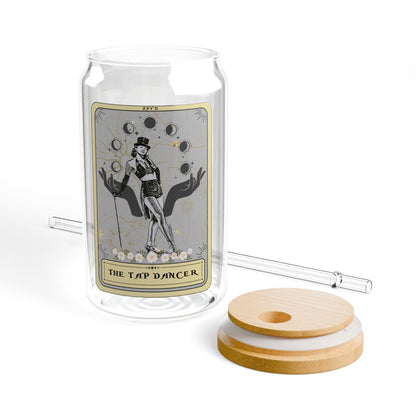 Tap Dancer Tarot Card Tumbler - 16oz Sipper Glass with Bamboo Lid Tap Dance Gift