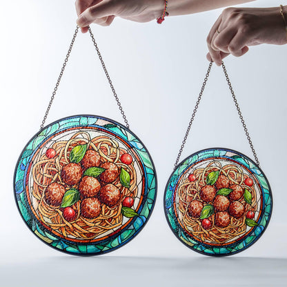 Italian Food Sun Catcher - Spaghetti Meatballs Window Decoration for Pasta Lovers