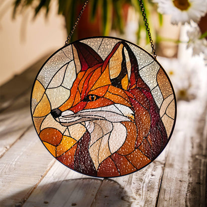 Fox Stained Glass Sun Catcher Fox Lover Gift Light Catcher Window Hanging Wild Animal Home Decoration Gift