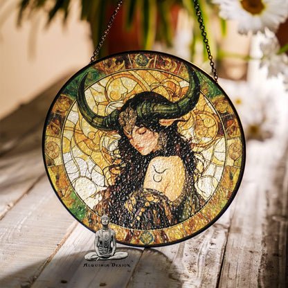 Taurus Stained Glass Zodiac SunCatcher LightCatcher Taurus Window Hanging