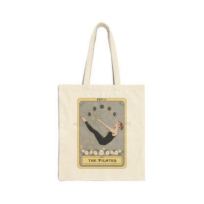 Pilates Tote Bag - Pilates Tarot Card Canvas Bag for Pilates Lovers 15 x 16