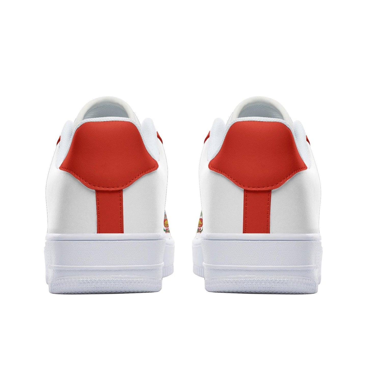 Peru Flag Sneakers, Peruvian Colors Unisex Low Top Vegan Leather Sneakers