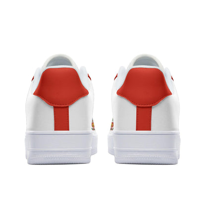 Peru Flag Sneakers, Peruvian Colors Unisex Low Top Vegan Leather Sneakers