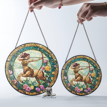 Sagittarius Stained Glass Zodiac SunCatcher Sagittarius Window Hanging Zodiac Art