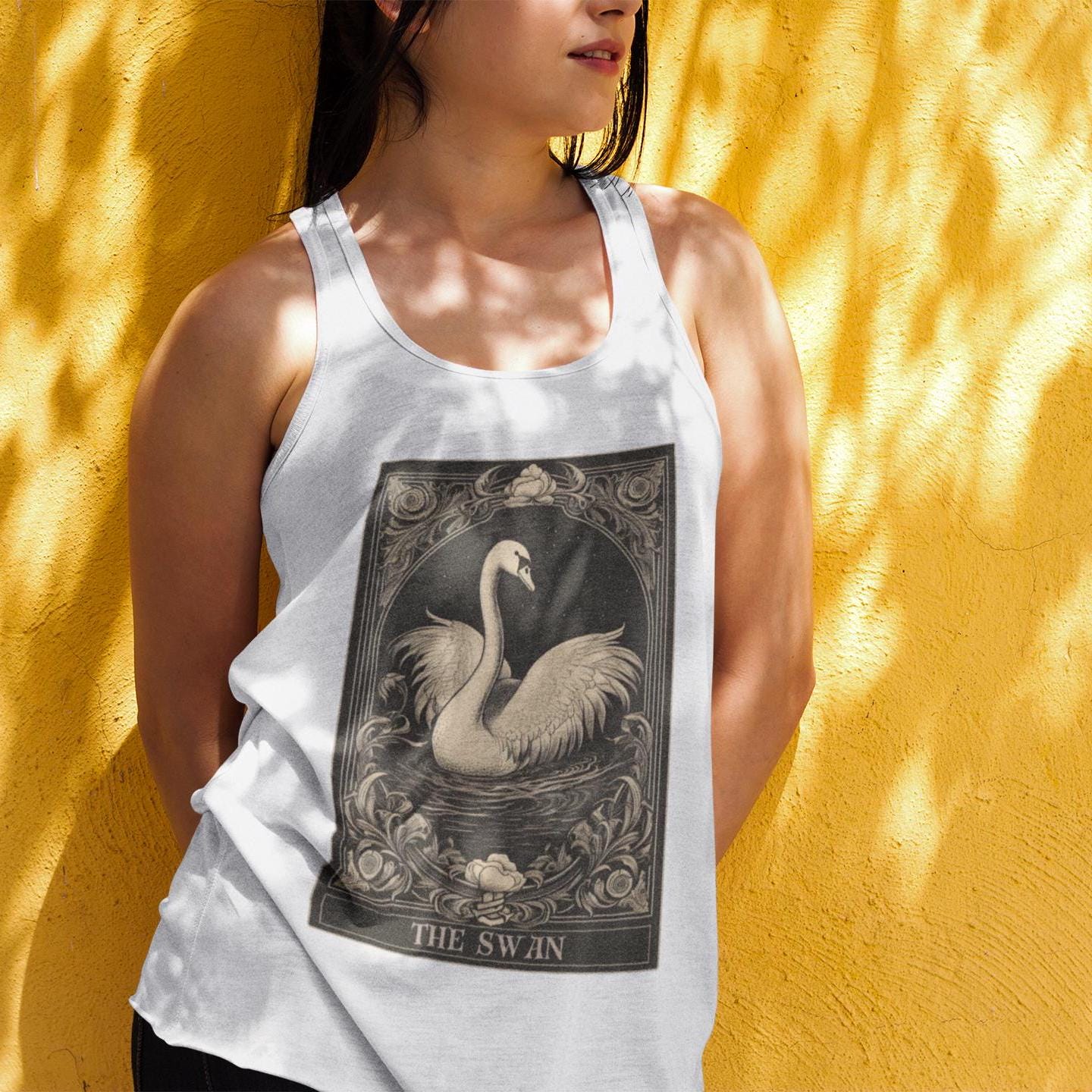 The SwanTarot Card Tank Top, White Swan Shirt Animal Lover