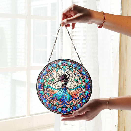 Belly Dance Stained Glass SunCatcher BellyDancing Window Hanging Decoration
