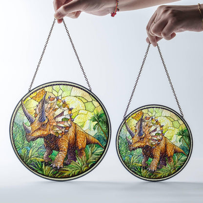 Triceratops Stained Glass SunCatcher Dinosaur Window Hanging Home Decoration