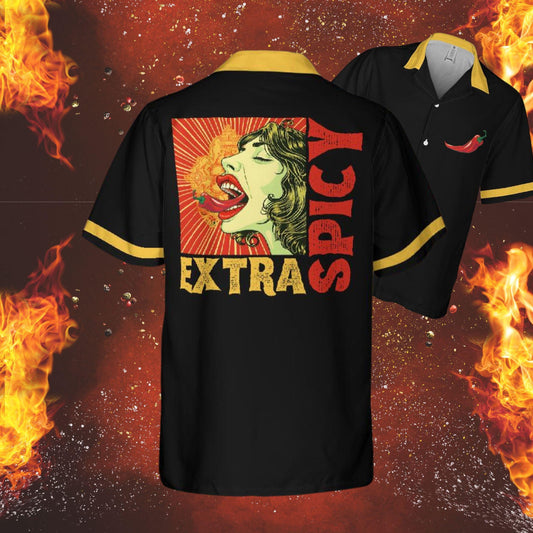 Extra Spicy Hawaiian Shirt, Spicy Food Short-sleeve Hawaiian Shirt Spicy Chili Shirt