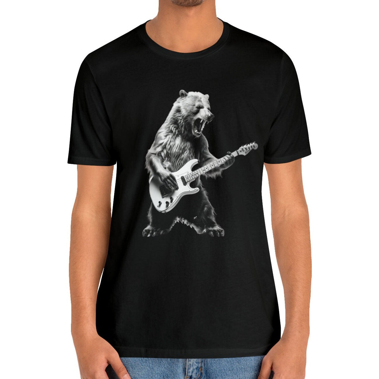 Bear Bass Guitar Player Shirt - Funny Animal Music Tee for Bass Players