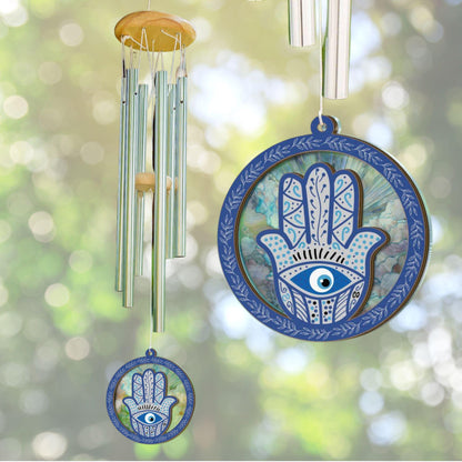 Hamsa Hand Wind Chime Suncatcher - Hand of Fatima Home Decor Gift