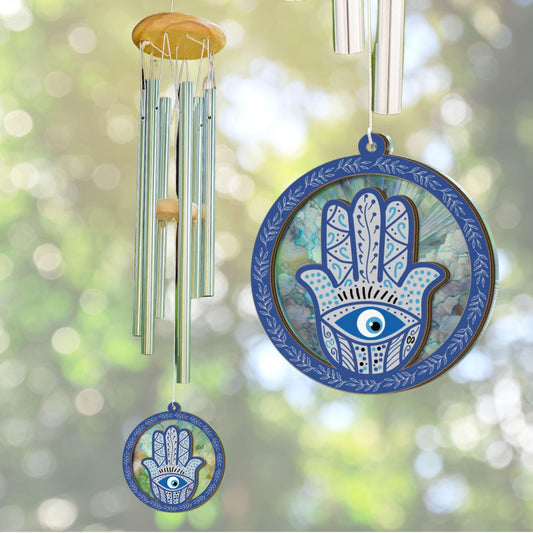 Hamsa Hand Wind Chime Suncatcher - Hand of Fatima Home Decor Gift