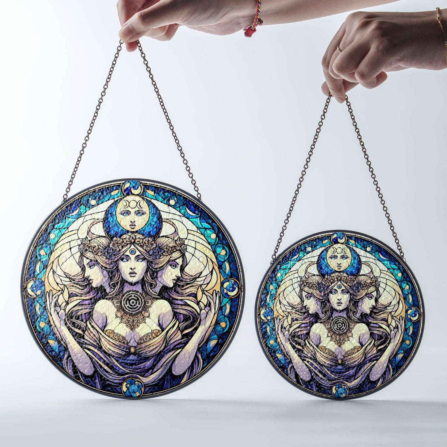 Hecate Stained Glass SunCatcher Triple Goddess Hekate Window Protection Charm