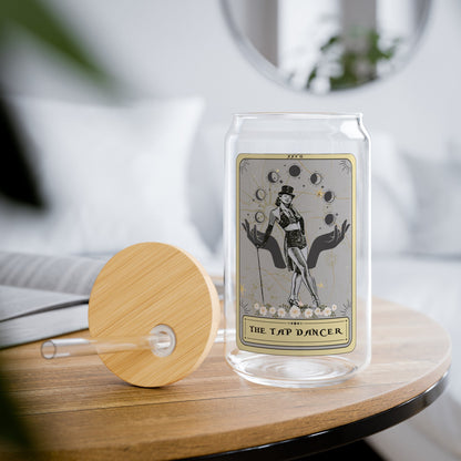 Tap Dancer Tarot Card Tumbler - 16oz Sipper Glass with Bamboo Lid Tap Dance Gift
