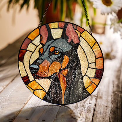 Doberman Stained Glass SunCatcher Doberman Window Hanging Home Decor Art