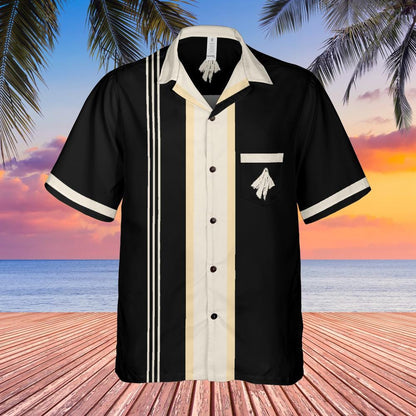 Halloween Button Up Shirt with Pocket, Halloween Hawaiian Shirt Ghost Bowling