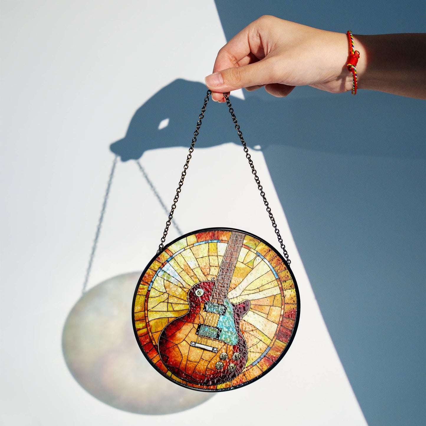 Guitar Stained Glass Sun Catcher - Electric Guitar Window Hanging Decor