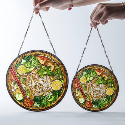 Vietnamese Pho Stained Glass Sun Catcher - Asian Food Lover Window Decoration