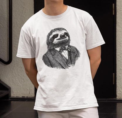 Sloth Shirt, Sloth Wearing Expensive Suit White T-Shirt