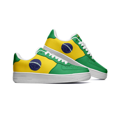 Brazil Flag Sneakers Brasil Colors Unisex Low Top Vegan Leather Sneakers